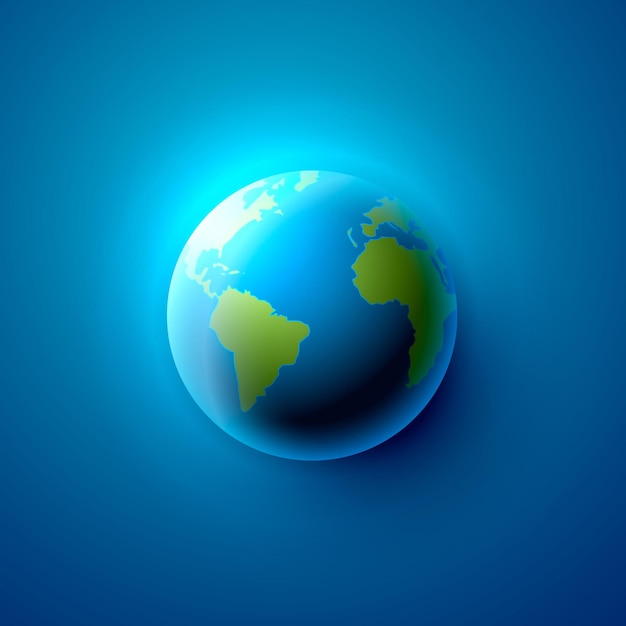 Vector planet earth on the blue background. vector illustration