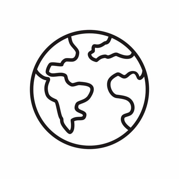 Vector planet earth icon with outline style