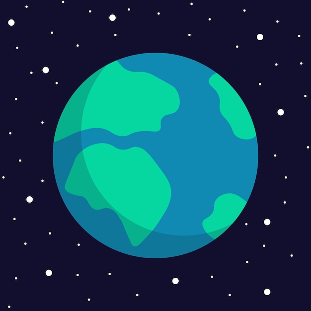 Vector planet earth isolated on dark space vector cartoon illustration of the planet earth