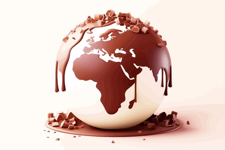 Vector planet earth in melting chocolate realistic flat vector with surreal subject