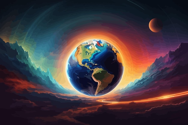 Vettore il pianeta terra di notte illustrazione di blackout