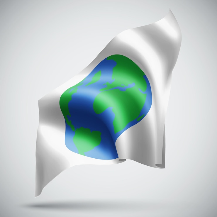Vector planet earth vector 3d flag isolated on white background