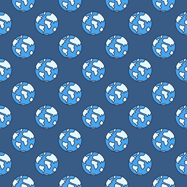 Planet Earth vector concept blue seamless pattern