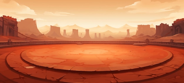 Vettore esplorazione di pianeti fantasia terra deserto terreno panorama alba gioco fantastico paesaggio orizzontale