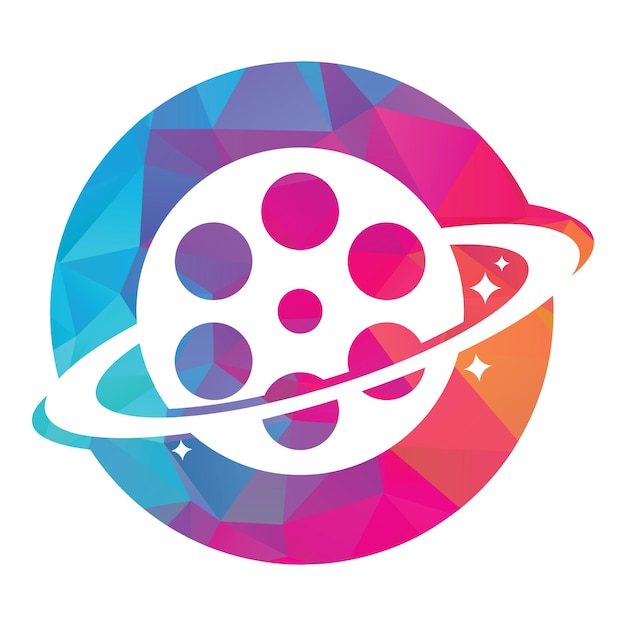 Planet film vector logo design