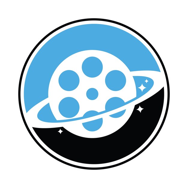 Planet film vector logo ontwerp
