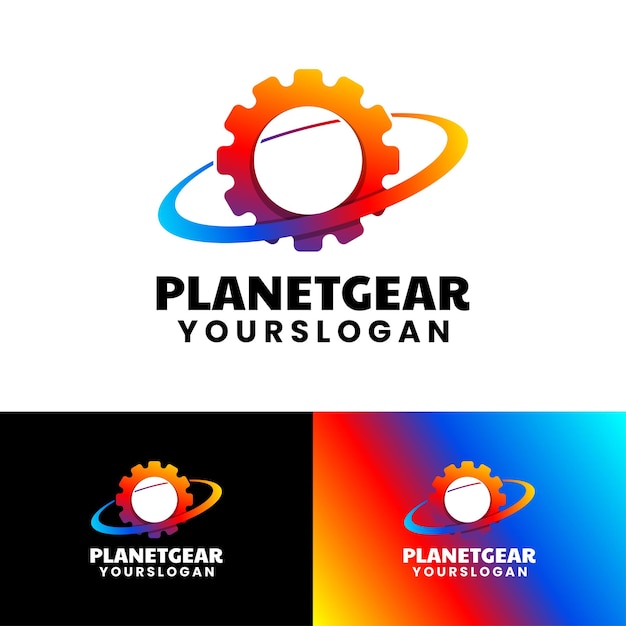 Planet gear gradient logo design