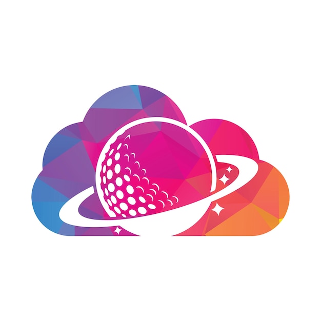 Planet golf and cloud shape vector logo design