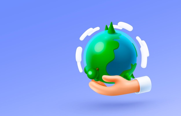 Vector planet in human hand eco green earth vector