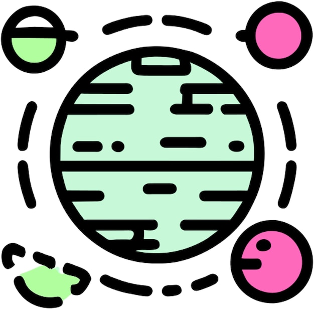 Vector planet icon colored outline