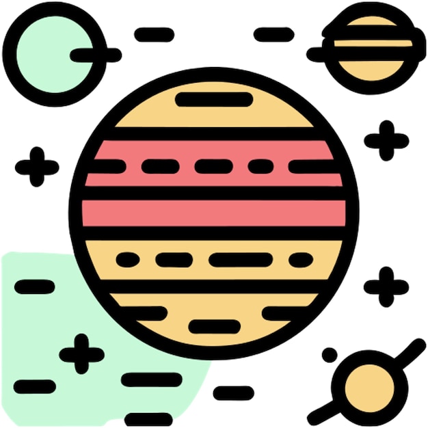 Vector planet icon colored outline