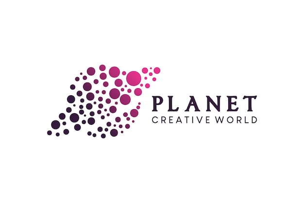 Planet icon logo design abstract globe planet vector illustration with dots concept