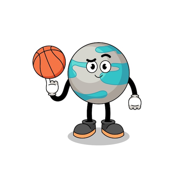 バスケットボール選手としての惑星のイラスト