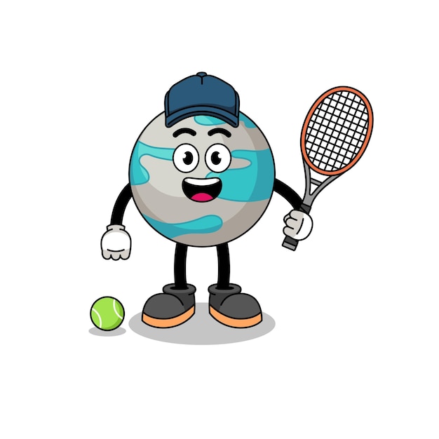 Planet illustration as a tennis player