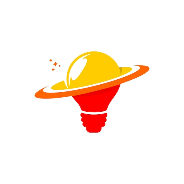 Planet light bulb logo vector