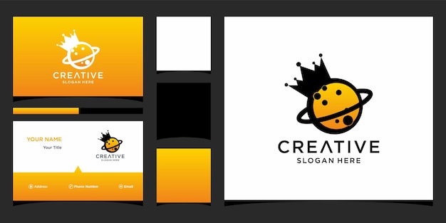名刺テンプレートと惑星のロゴデザイン