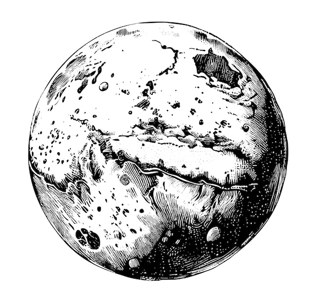 Planet mars sketch hand drawn sketch in doodle style illustration