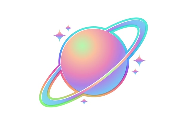 planet metal hologram sticker design