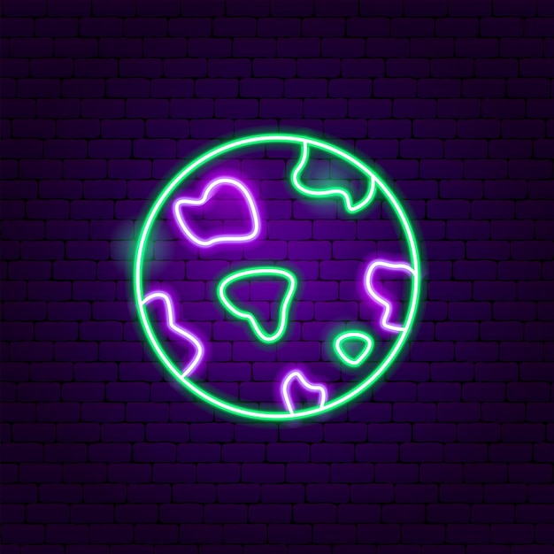 Planet neon label. vector illustration of space promotion.