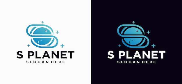 Planet S logo. Design template. planetary circle ring logo, corporate identity logo.