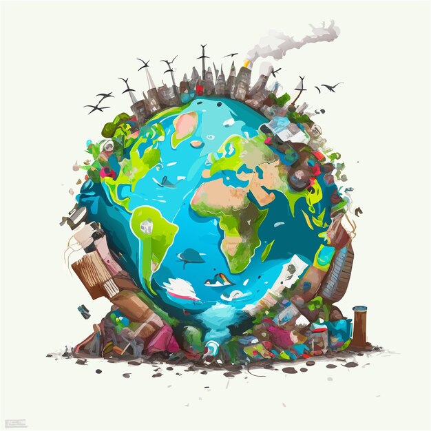 La difficile situazione dell'inquinamento del pianeta in forma artistica