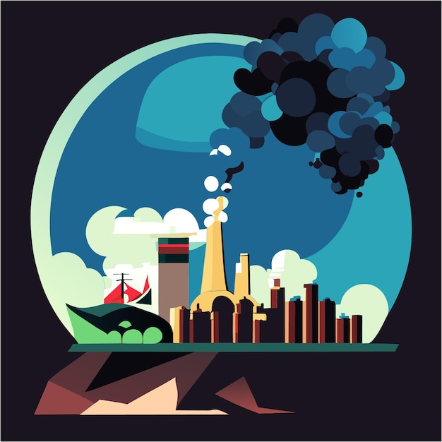 Vector planet's reemergence pollution concept visualization