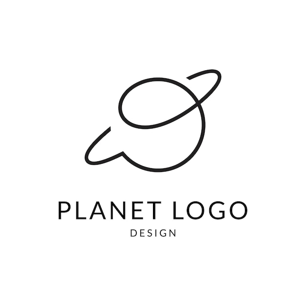 Planet Saturn-logo in minimalistische en eenvoudige lijnstijl