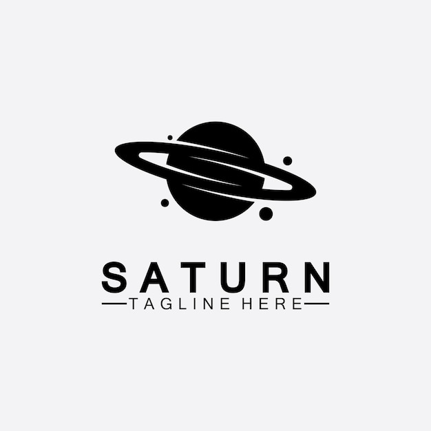 惑星土星のロゴのベクトルイラストデザイン。惑星のロゴのテンプレート。スペースロゴベクトル
