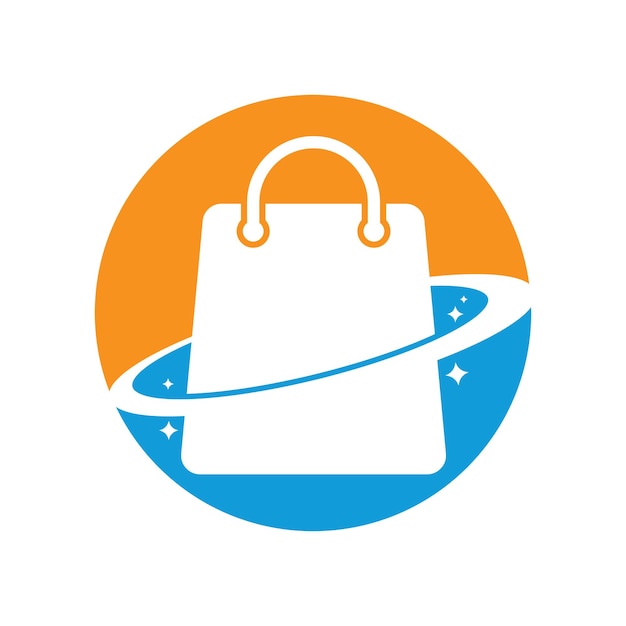 Дизайн логотипа Planet Shop Galaxy Shopping Bag Vector Logo Design Template