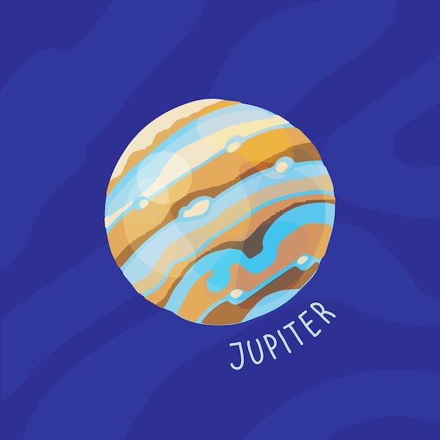 Planet of solar system cartoon Jupiter Vector illustration