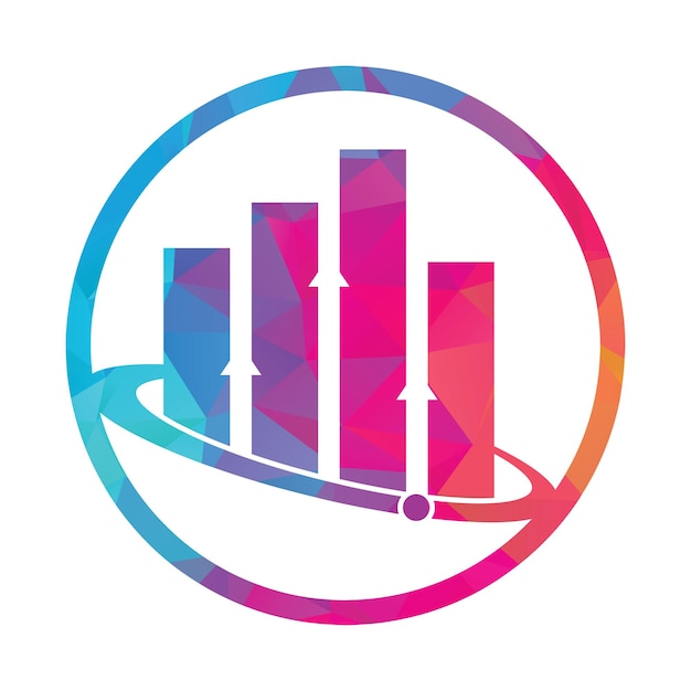 Vettore modello di progettazione del logo vettoriale planet stats concetto di progettazione del logo della finanza mondiale logo delle statistiche mondiali