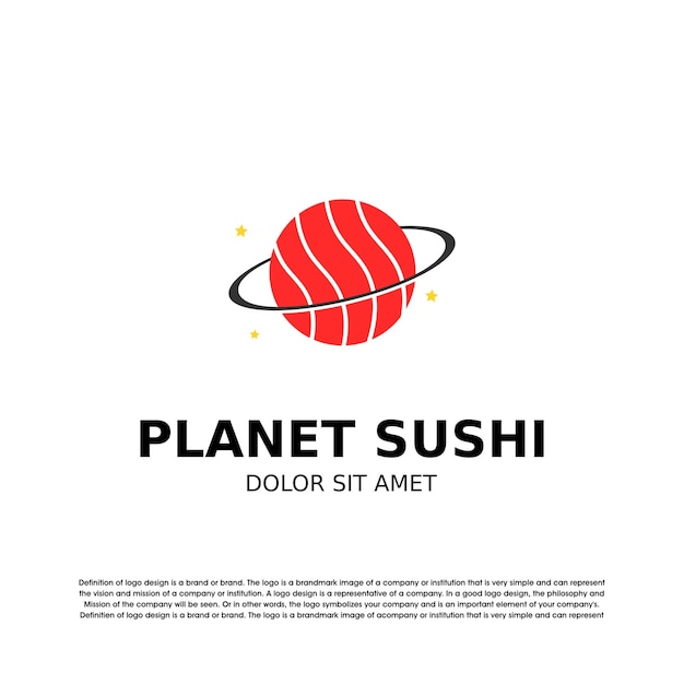 Illustrazione del modello di disegno vettoriale del logo del pianeta sushi