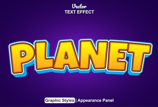 Planet text effect with graphic style and editable