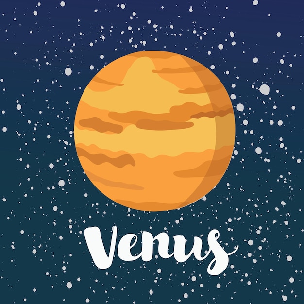 Planet Venus on space dark sky star background