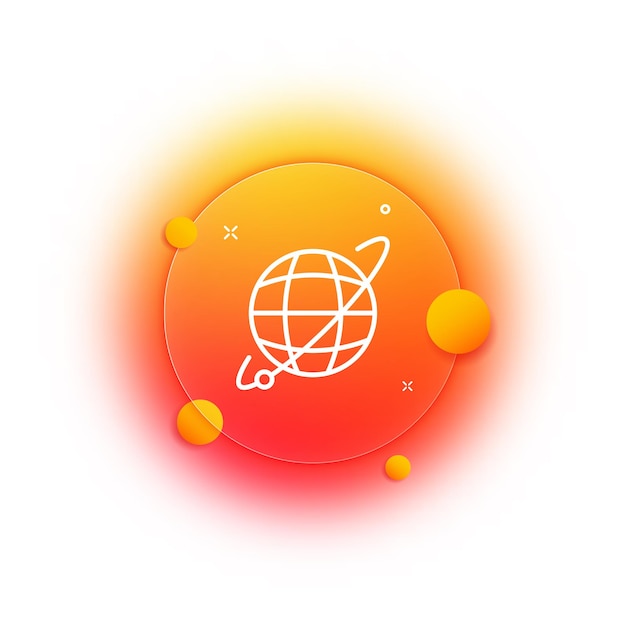링 라인 아이콘이 있는 행성 위성 궤도 지구 무중력 자연 우주 공간 개념 Glassmorphism 스타일 비즈니스 및 광고를 위한 벡터 라인 아이콘
