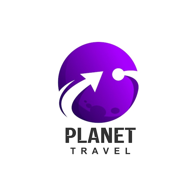 Planet with rotating arrow logo design