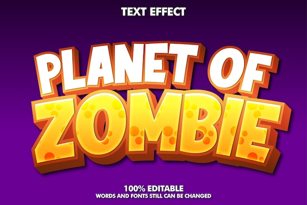 Planet of zombie - editable cartoon text effect