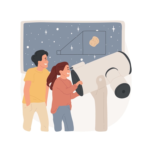 Planetarium trip isolated cartoon vector illustration