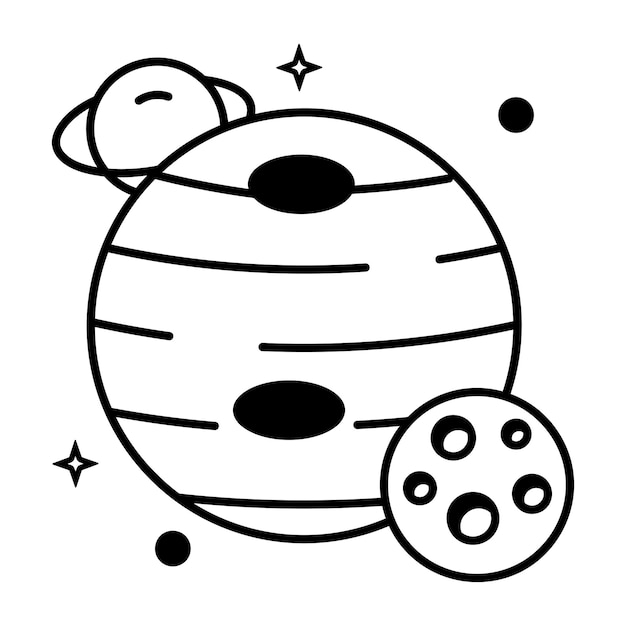 Vector planetary system linear style icon