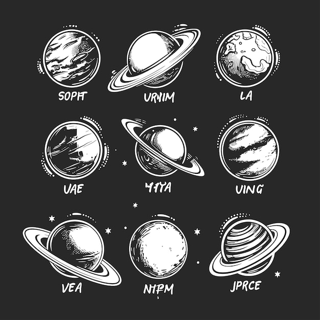 Vector planeten van het zonnestelsel