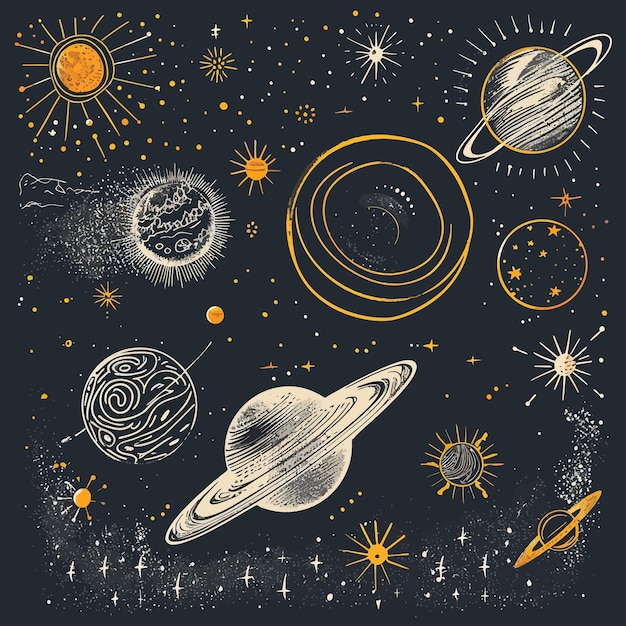 Vector planets_and_space_hand_drawn_vector_illustration