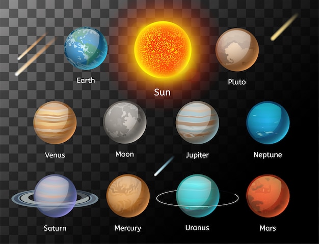 Planets colorful vector set