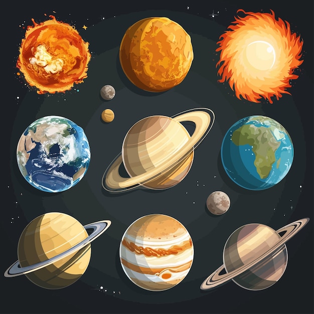 Vector planets_of_the_solar_systemsun_mercury_venus