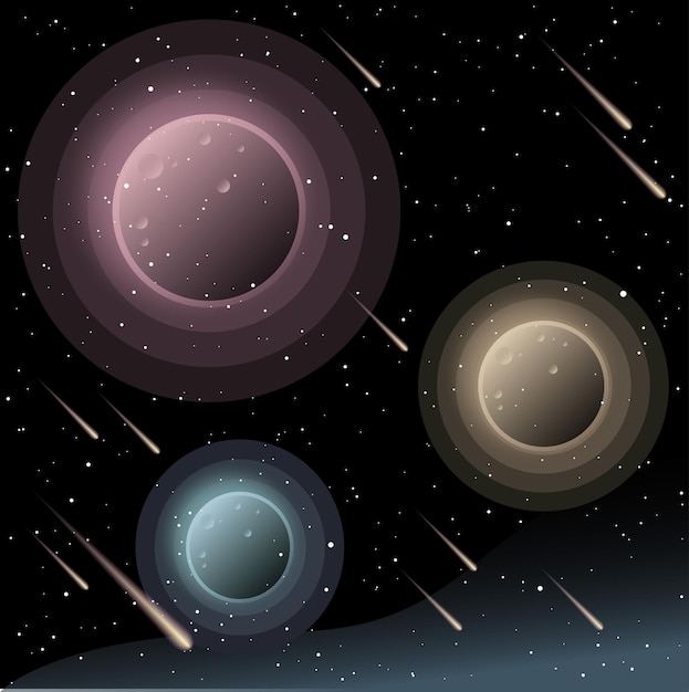 Vector planets in outer space abstract imaginary planets for design card scientific conference invitation