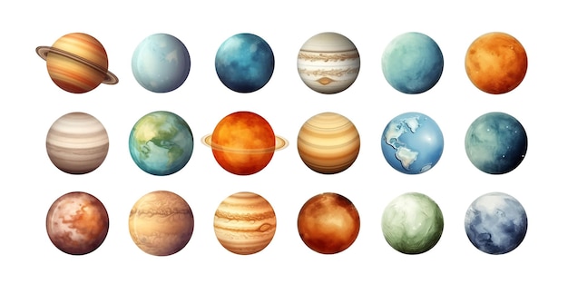 planets set in the style of photorealistic compositions rtx on realistic watercolor paintings lightbox saturno butto transcendent