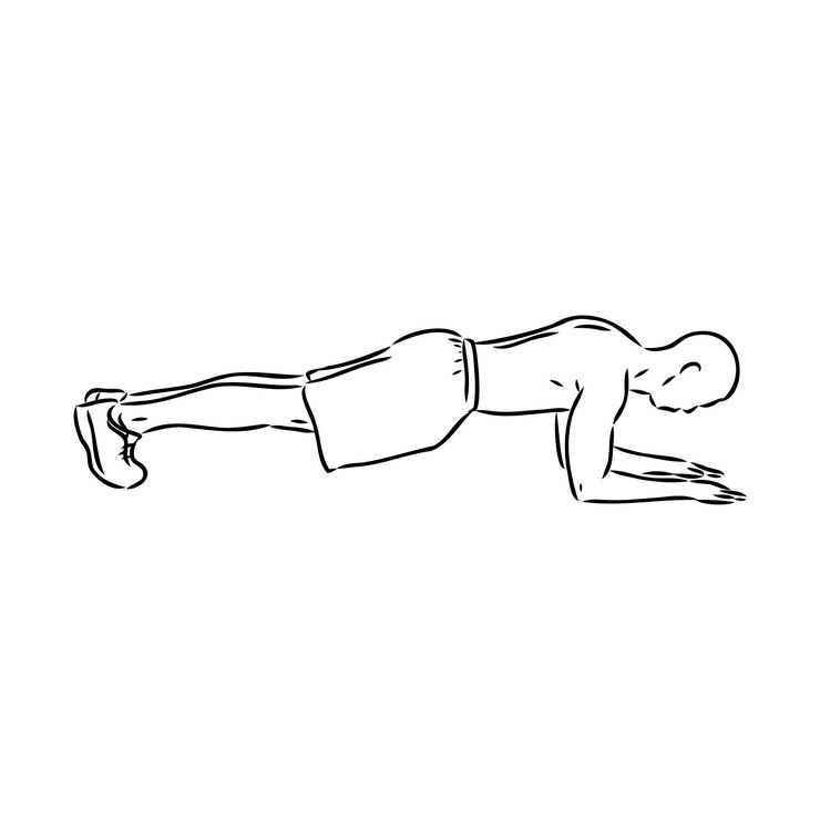 Vector a plank position indoors hand drawn style vector design illustrations