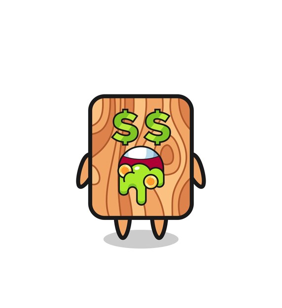 Personaggio in legno di plancia con un'espressione di pazzia per i soldi