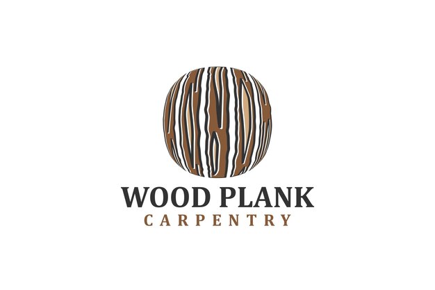 Vector plank wood rounded shape logo design carpenter wood work industry icon symbol