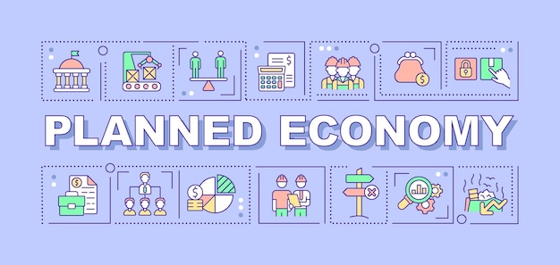 Planned economy word concepts blue banner