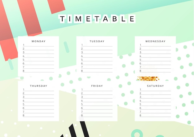 Planner calendar. Schedule the week, abstract design background. Template info organizer. Blank schedule school. Layout sheet planning